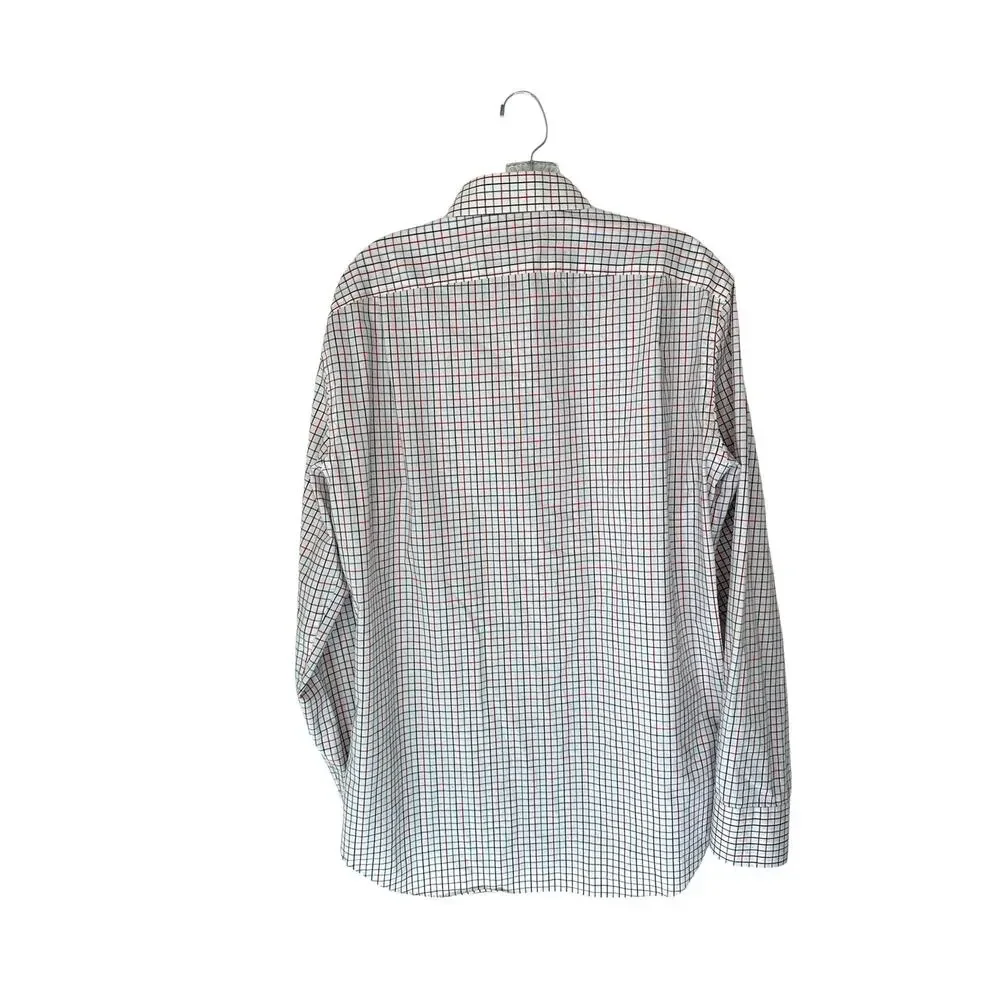 J.Crew Men's White Red Plaid Slim Fit Flex Wrinkle Free Button Down Shirt Size L